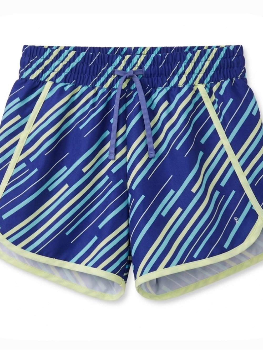 DANSKIN NOW Athletic Striped Shorts, Girls Small, Blue White Yellow